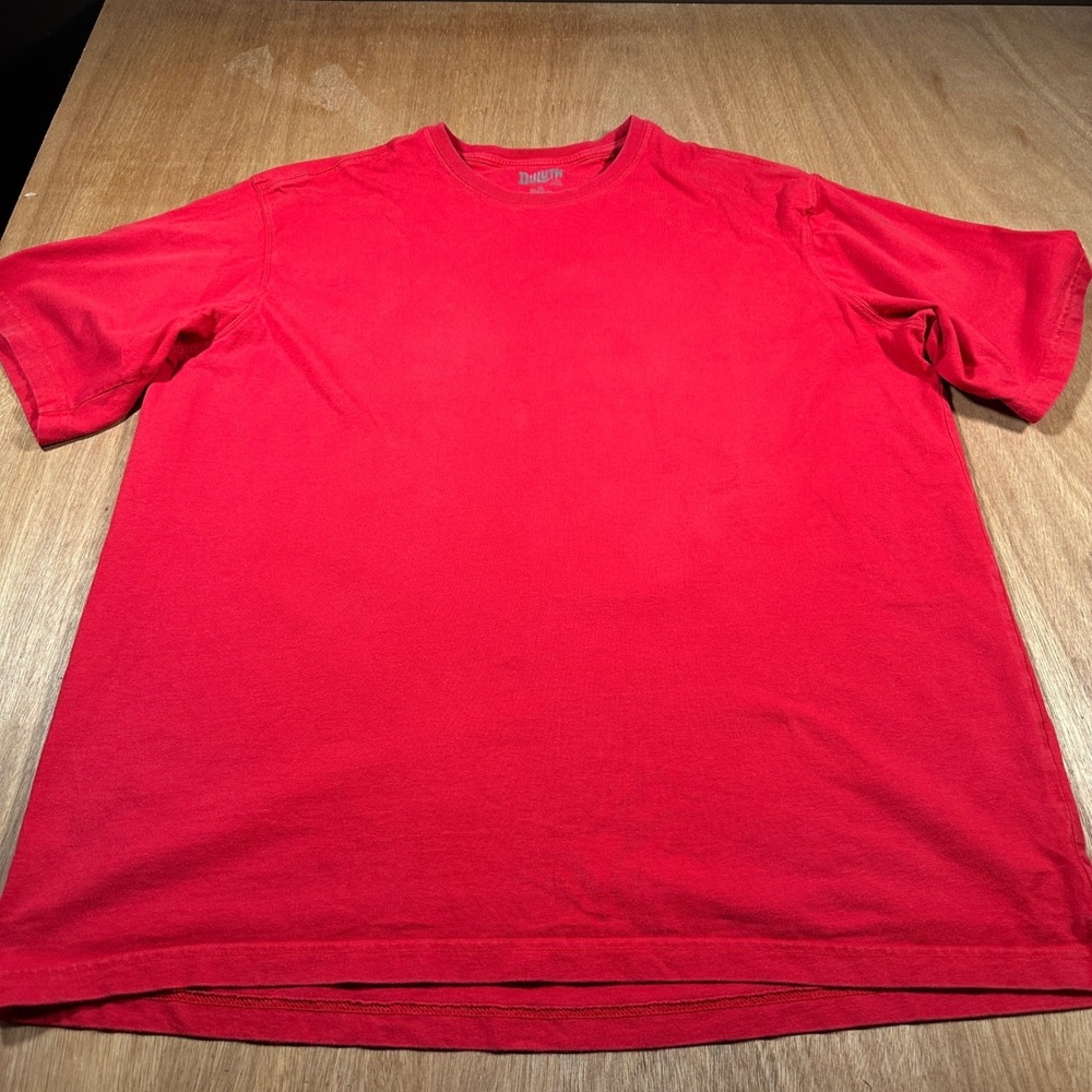 Duluth Longtail T-Shirt Mens XL Red Relaxed Fit Cotton Work Tee Short Sleeve